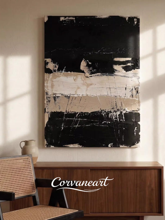 Zen Void Monochrome Vertical Canvas